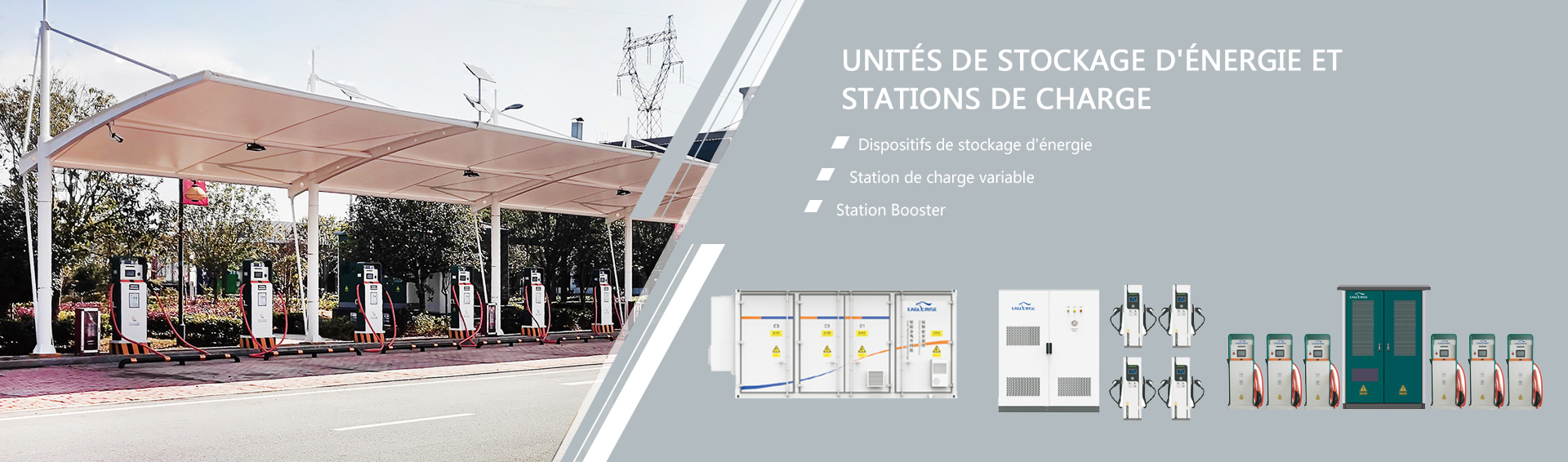 Stockage d\'énergie et bornes de recharge